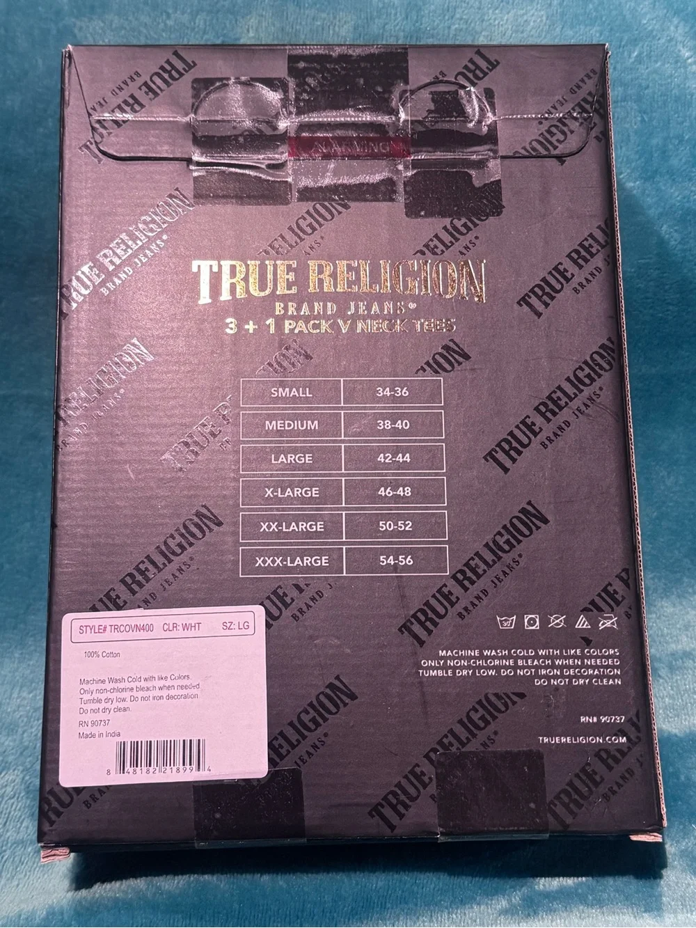 True Religion Mens 4-Pack V Neck Tee